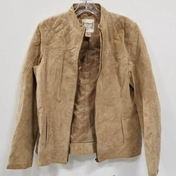 Ruff Hewn Women’s M 100% Suede Leather Zip Up Jacket Vintage - Picture 1 of 4